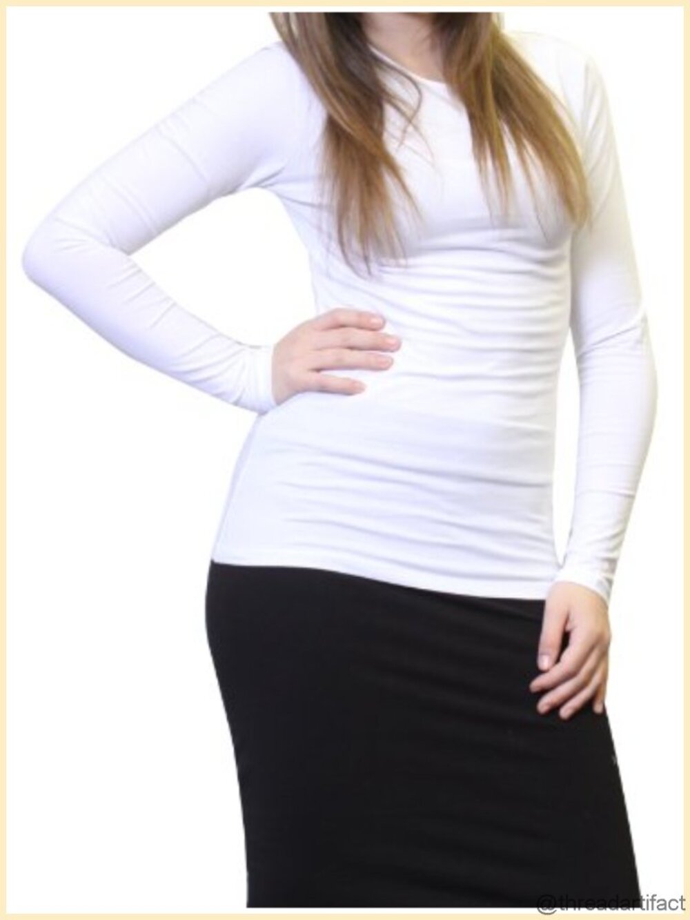 Women's Cotton 3/4 Sleeve Crew Neck Layering T-Shirt